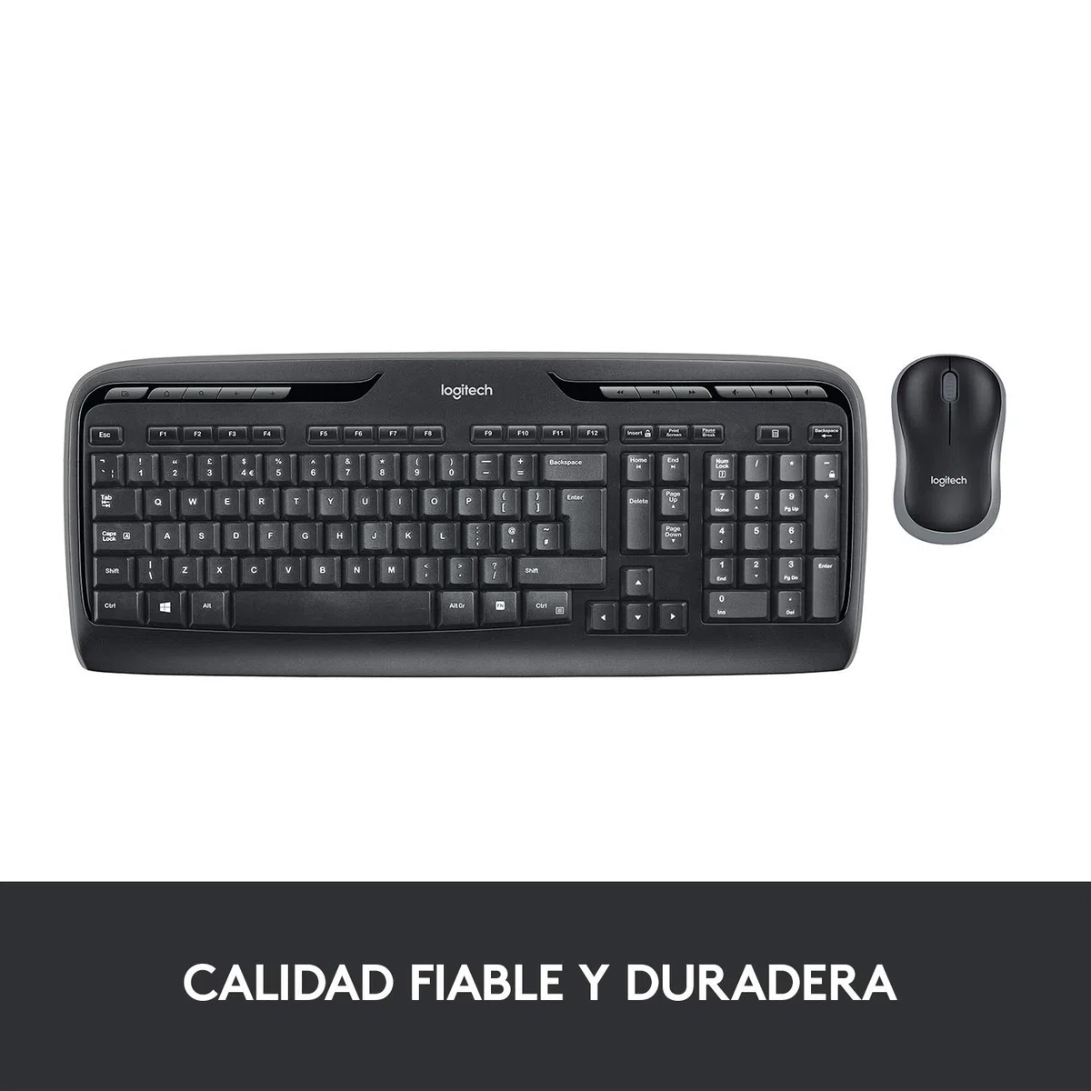 Logitech MK330 Combo Teclado y Ratón Inalámbrico para Windows, 2.4 GHz con Receptor USB, Ratón Inalámbrico Portátil, Teclas Multimedia, PC/Portátil, Disposición QWERTY Español, Negro