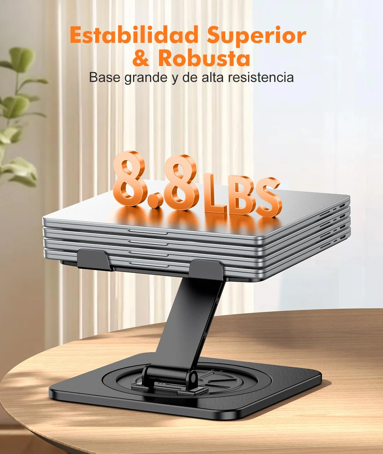 EOIWUY Soporte Portatil Escritorio, [360° Giratoria Base] Elevador Portatil de Aleación Aluminio, Ergonómica & Plegable Laptop Stand para Trabajo en Equipo Compatible con MacBook Pro/Air, HP (10-16")