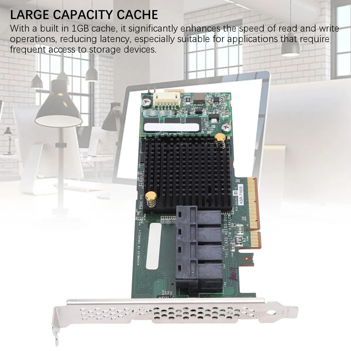 LICAEVEY Tarjeta Controladora Raid SAS, Tarjeta de Matriz ASR 71605, 4 Puertos 8643, caché de 1 GB, Interfaz de Alta Velocidad PCIE X8 de 6 GB, Plug and Play
