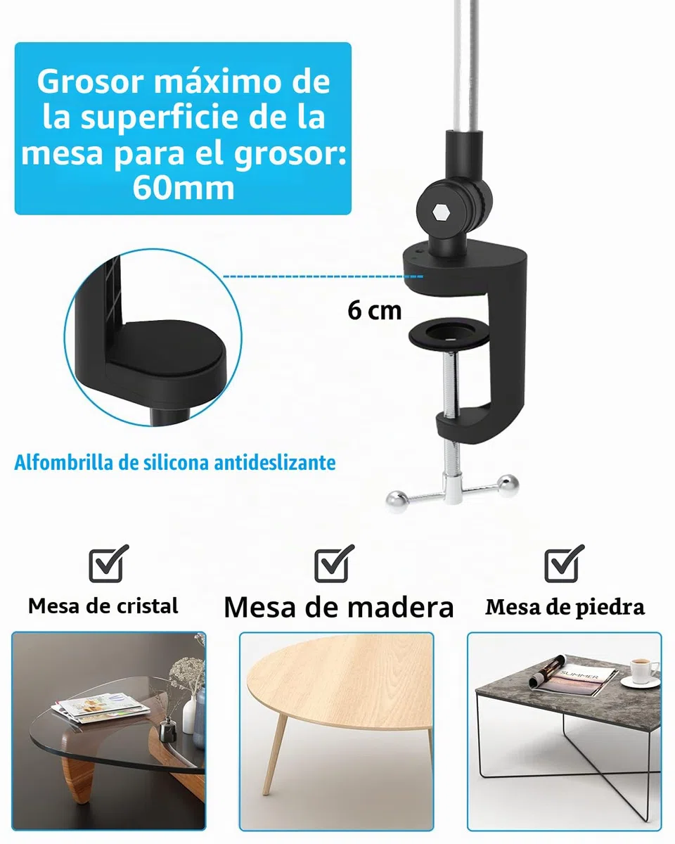 Soporte de Tableta de Brazo Largo Metal, Ajustable para Cama, Escritorio, Cocina, Porta Aluminio Plegable para iPad Pro Air Mini, Galaxy, Switch, iPhone 4-12.9"