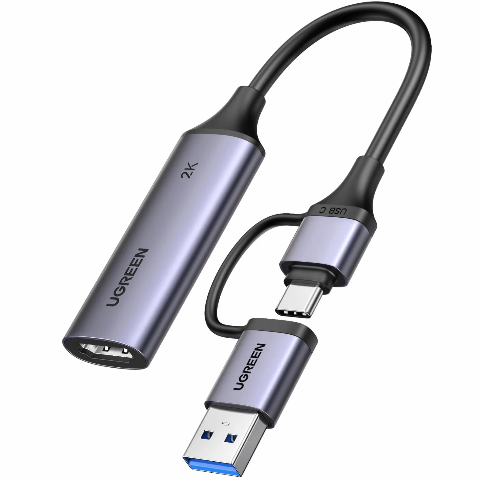 UGREEN Tarjeta de Captura de Video HDMI 4K 30Hz a USB A USB C 3.0 2K 30Hz 1080P para Streaming Grabación de Juegos y Transmisión en Vivo Compatible con Quest 3 Switch 2 PS5 PS4