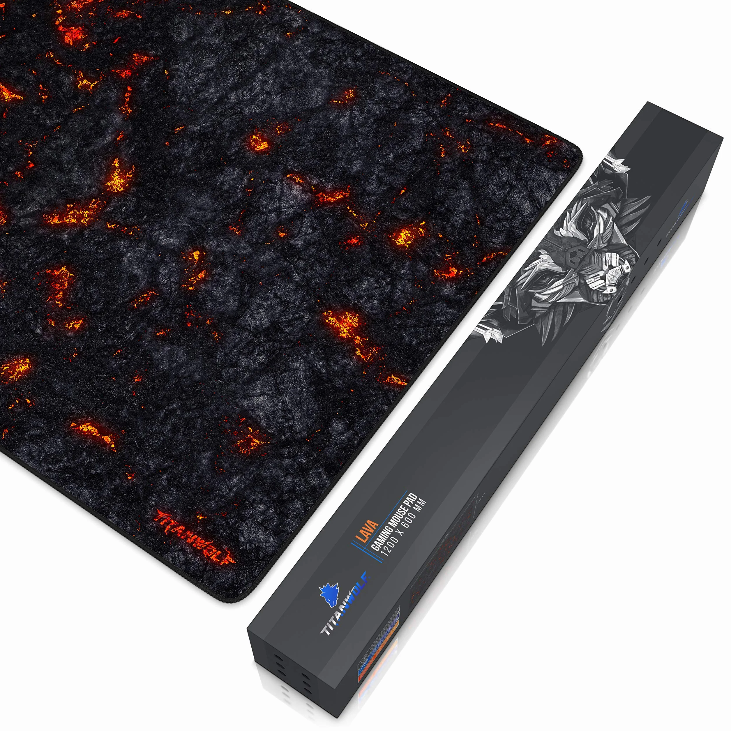 TITANWOLF - Alfombrilla de Ratón de Gran Tamaño 1200x600mm - Mouse Pad Gaming XXXL – para Precisión y Velocidad en Juegos - Antideslizante - Superficie de Tejido - para Ratón y Teclado