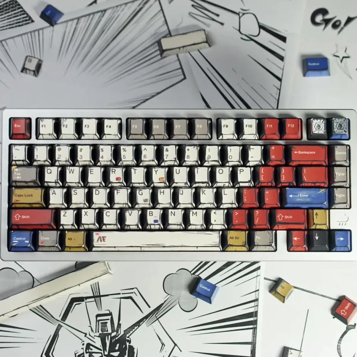 mintcaps PBT Keycaps - Juego de teclas retro japonesas de manga, 141 teclas Cherry Profile Dye-Sub Custom Keycap para teclado mecánico Cherry MX 60%, 65%, 75%, 100% Cherry MX
