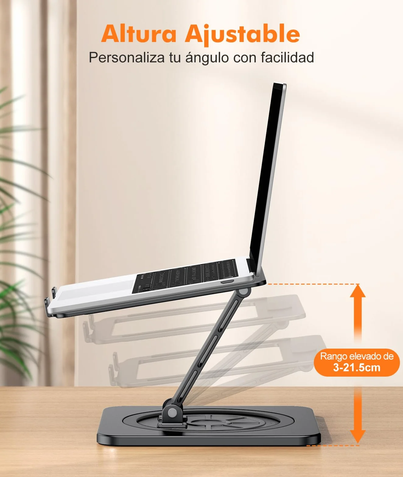 EOIWUY Soporte Portatil Escritorio, [360° Giratoria Base] Elevador Portatil de Aleación Aluminio, Ergonómica & Plegable Laptop Stand para Trabajo en Equipo Compatible con MacBook Pro/Air, HP (10-16")