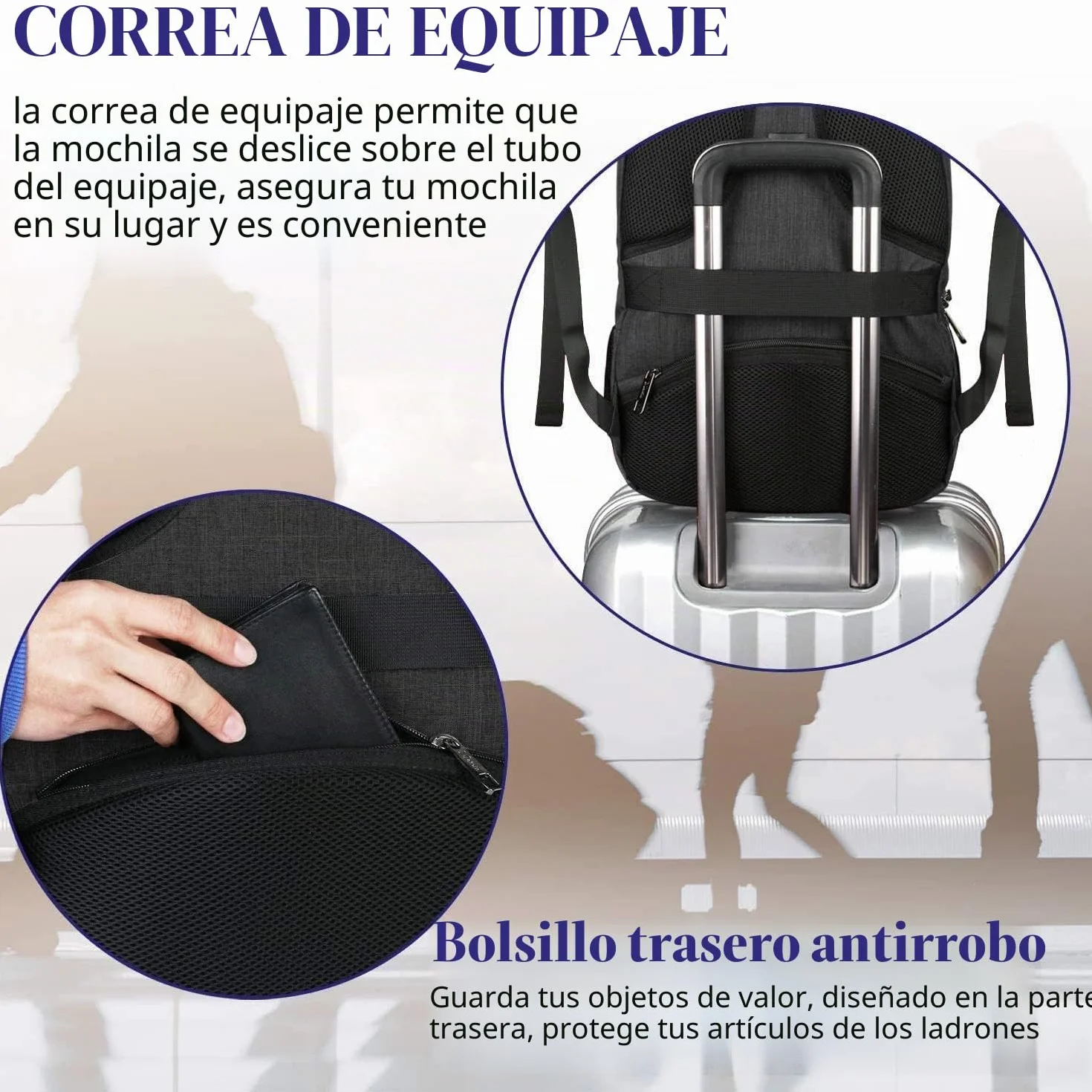 MATEIN Mochila Portatil Hombre Impermeable, Mochila Ordenador Portatil 15.6 Pulgadas con Gran Capacidad, Mochilas Portátil Antirrobo Laptop Backpack del Negocio Trabajo Diario Viaje Escolares - Negro