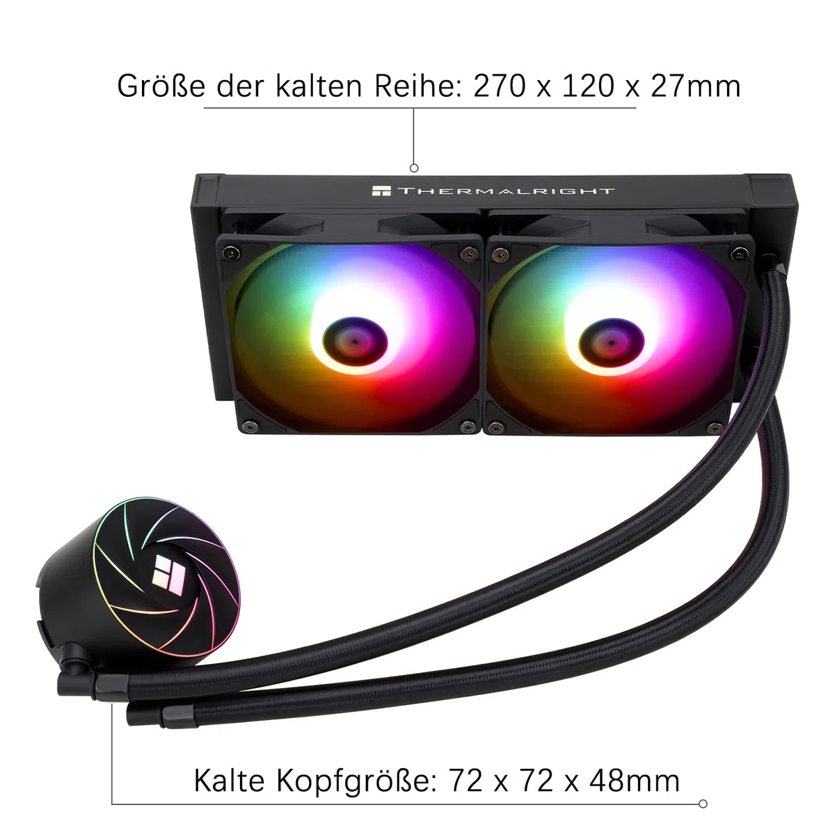 TR-Thermalright AQUA ELITE 240 ARGB, Enfriador líquido para CPU, Refrigeración AIO de 240 mm,Doble ventilador PWM de bajo ruido con ARGB,Para AM4/AM5,Intel LGA1851/1700/115x/1200, Negro