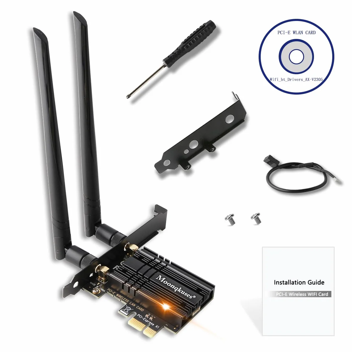 WiFi 6E Tarjeta WiFi PCIe 5400Mbps con Bluetooth 5.3, WiFi 6E AX210 Chipset, Tri-Bands(6GHz/5GHz/2.4GHz) Tarjeta Inalámbrica para PC Windows 11/10(64Bit)