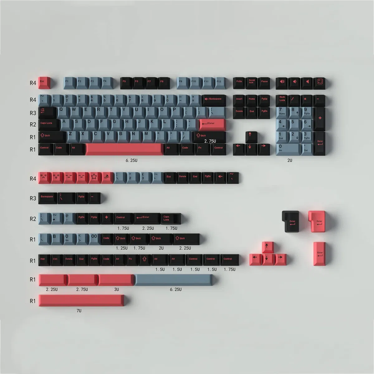 Juego de Teclas 8008 de 172 Teclas Cherry Profile de Doble Disparo para 60% 65% 95% Cherry MX Switches ISO ANSI Layout Teclado mecánico