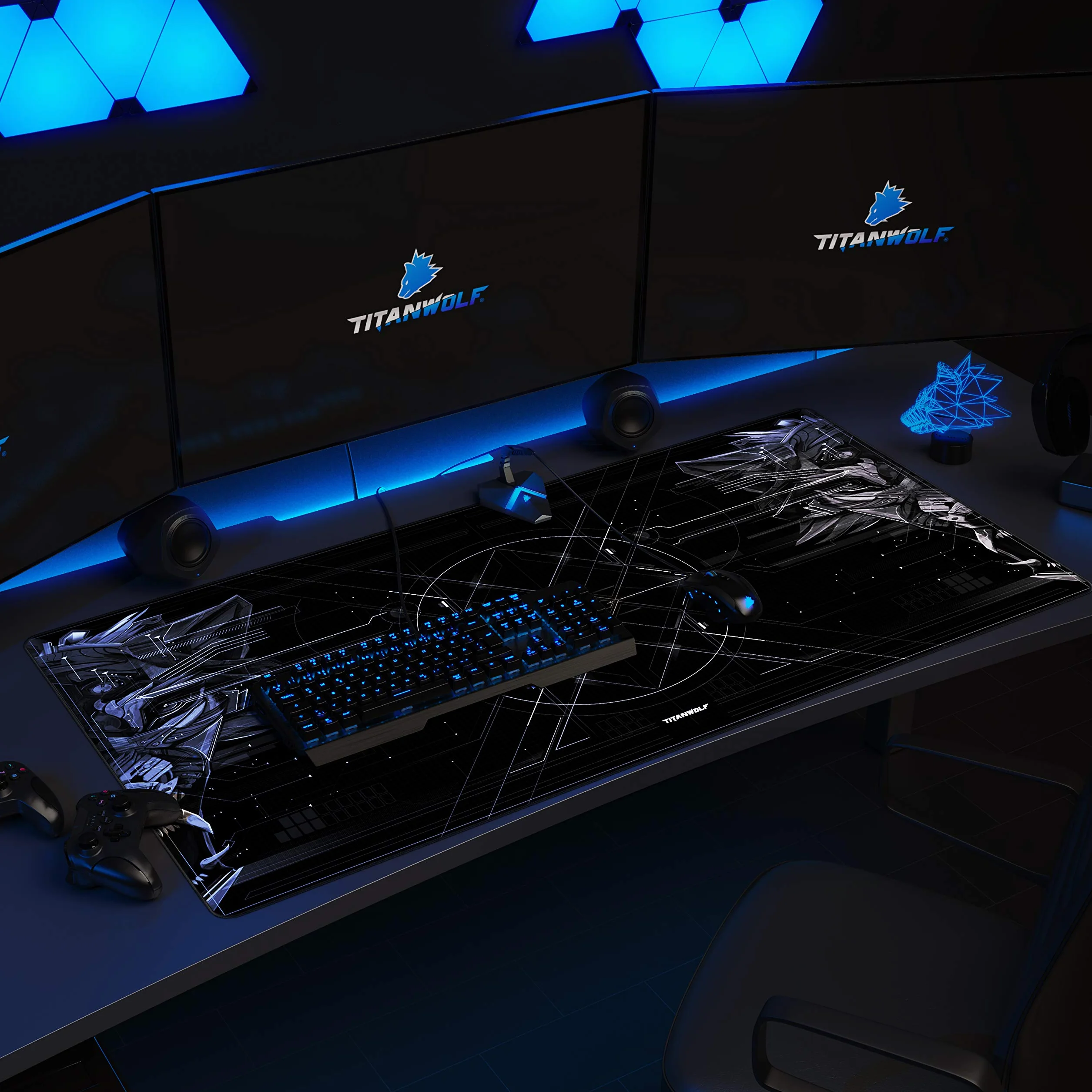 TITANWOLF - Alfombrilla de Ratón de Gran Tamaño 1200x600mm - Mouse Pad Gaming XXXL – para Precisión y Velocidad en Juegos - Antideslizante - Superficie de Tejido - para Ratón y Teclado