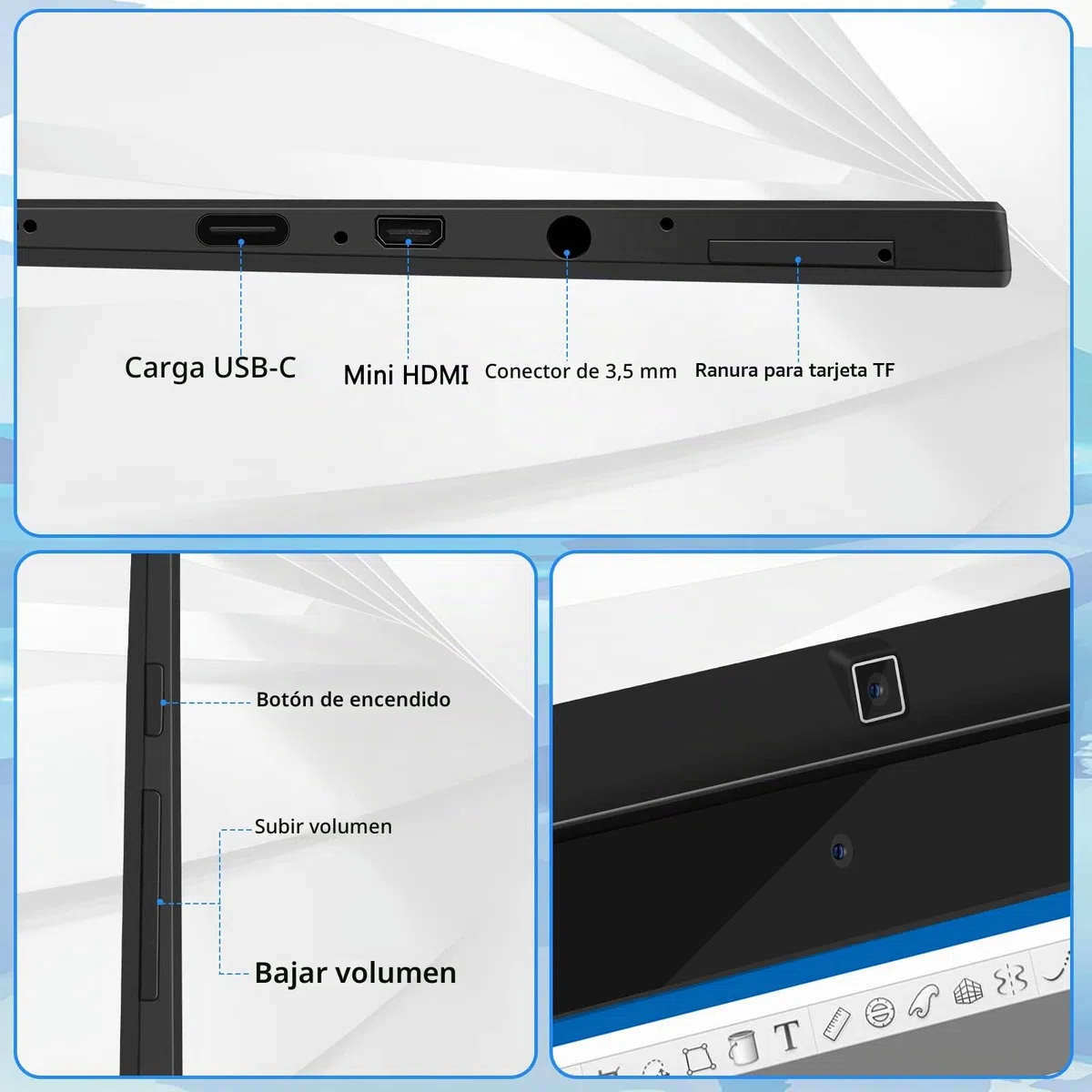 T11 Pro Tableta de Dibujo con Pantalla,Tableta Gráfica con Pantalla de 10,1 Pulgadas,Monitor de Dibujo,Tableta de Dibujo Digital Portátil sin Necesidad de Ordenador