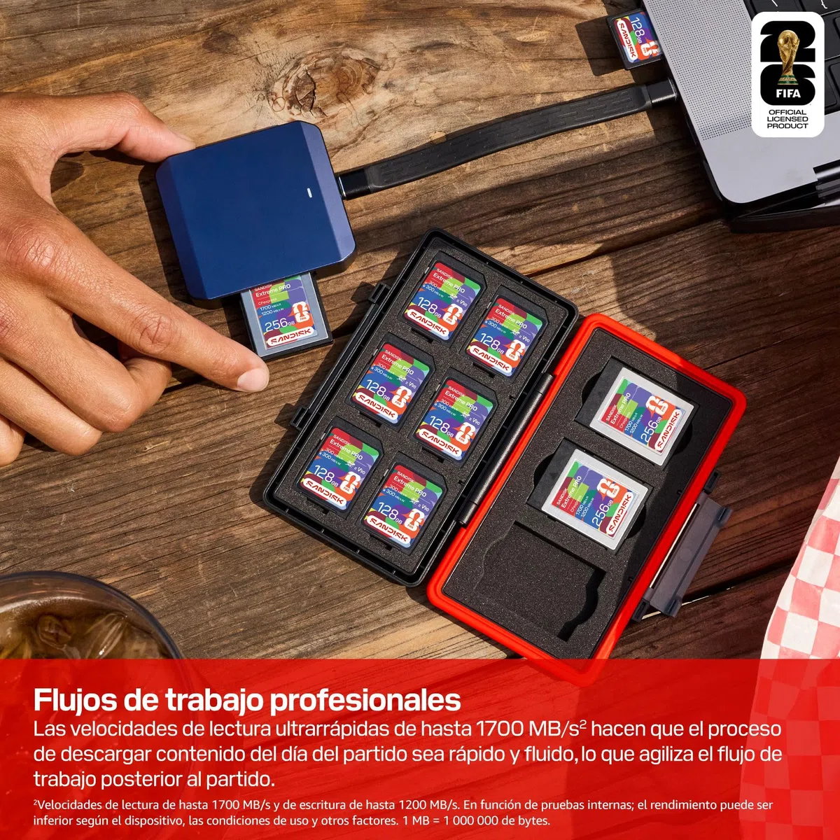 SANDISK CFexpress Tarjeta Type B Edición FIFA World Cup 2026 de 256 GB (velocidades de Lectura ultrarrápidas de hasta 1700 MB/s, graba la Copa Mundial de la FIFA 2026 en hasta 4K Raw)