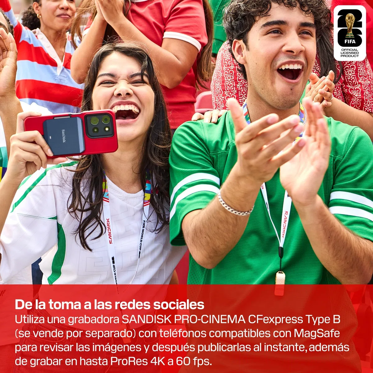 SANDISK CFexpress Tarjeta Type B Edición FIFA World Cup 2026 de 256 GB (velocidades de Lectura ultrarrápidas de hasta 1700 MB/s, graba la Copa Mundial de la FIFA 2026 en hasta 4K Raw)