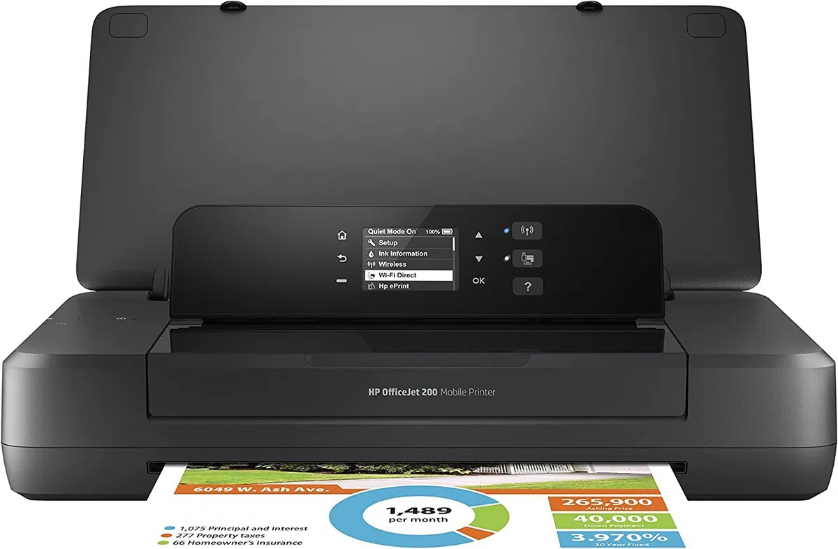 HP OfficeJet 200 Mobile Impresora de chorro de tinta, Pantalla LED, Wi-Fi, Wi-Fi Direct, App HP Smart, USB, negro (Reacondicionado)