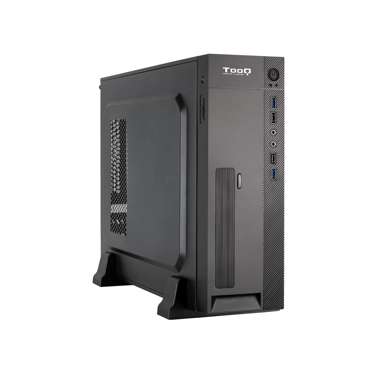 TOOQ TQC-3008U3C - Caja Slim Micro-ATX/Mini-ITX, Lector de Tarjetas SD/TF, Incluye Fuente de Alimentación Micro-ATX/SFX 500W, Color Negro