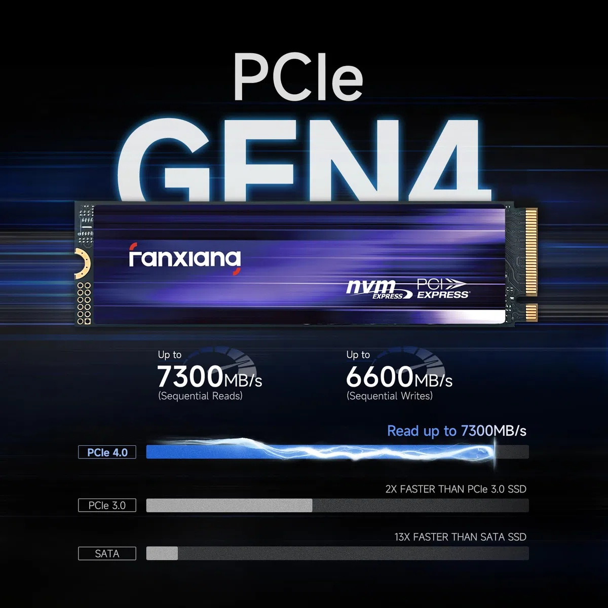 fanxiang SSD 4TB PCIe 4.0 NVMe SSD M.2 2280 Disco Duro Interno- hasta 7300 MB/s Compatible con Escritorio y portátiles, ssd ps5