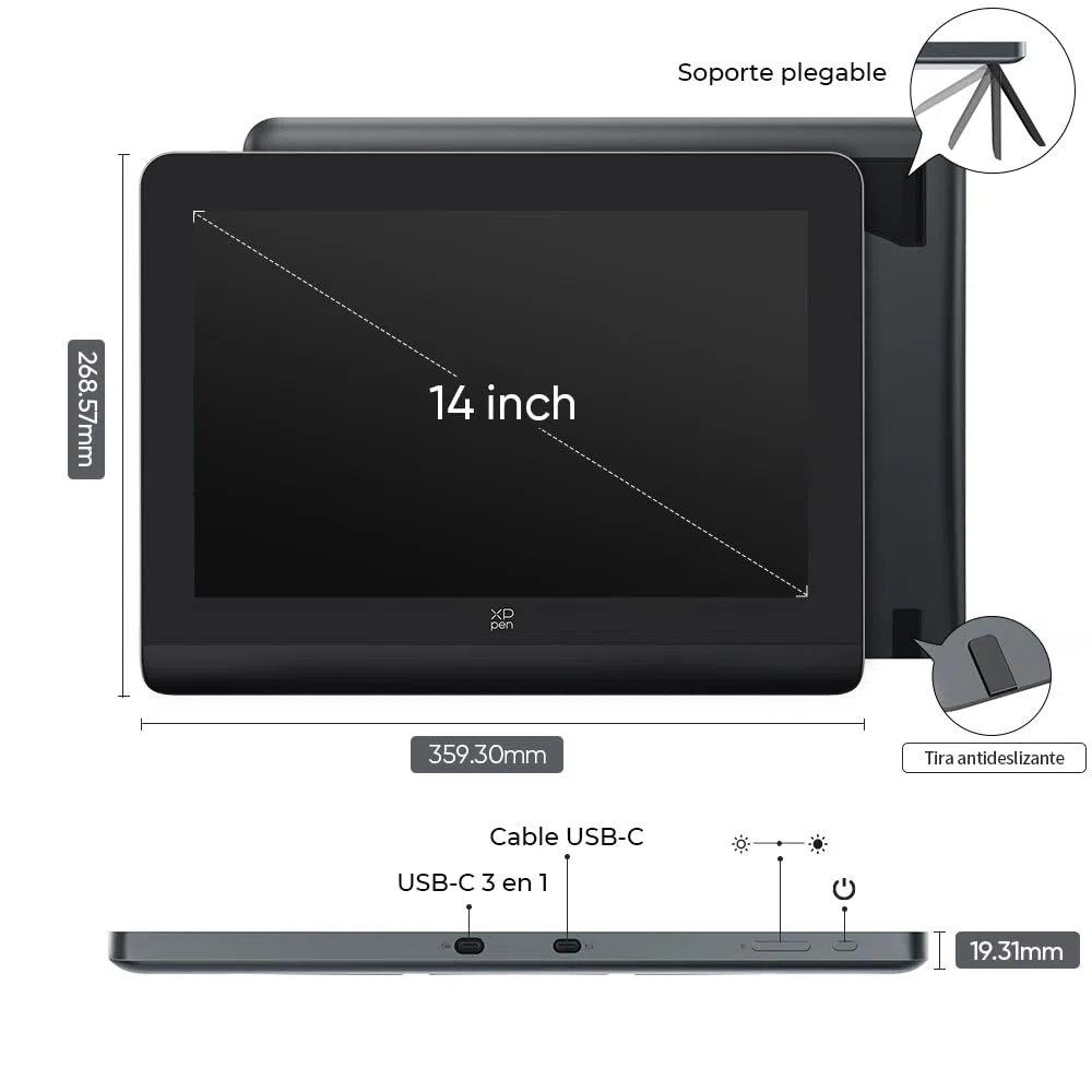 XPPEN Artist Pro14 Gen2 Tableta Gráfica con Pantalla con Lápiz 16K Niveles de Presión, Tableta Dibujo Digital 14 Pulgadas con Teclado Inalámbrico, Compatible con Windows,Mac,Android,Chrome,Linux