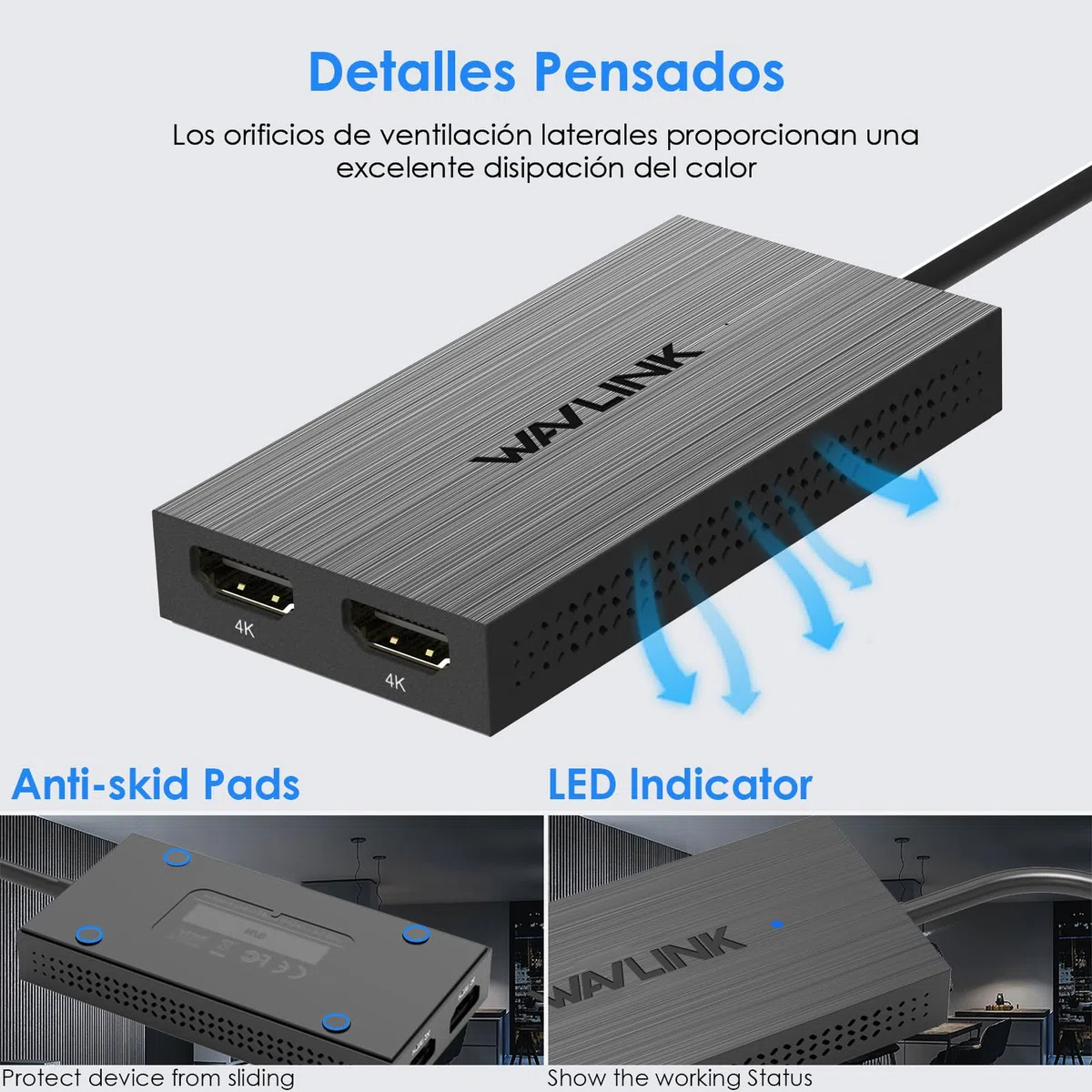 WAVLINK Adaptador USB 3.1/USB C a HDMI Dual, DisplayLink Dual 4K@60Hz Hub