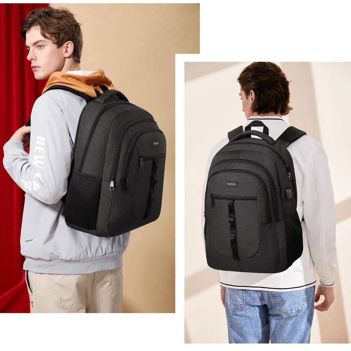 YAMTION Mochila Escolar,18.4 Pulgadas Mochila Hombre y Juvenil Mochila Portatil para Adolescente Estudiante Universidad Instituto Oficina Trabajo