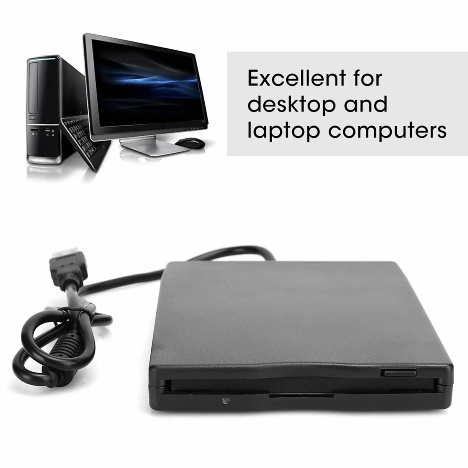 Unidad de Disquete Externa USB de 3,5 Pulgadas para Disquete MF2-HD de 1,44 M y 3,5 Pulgadas, para Windows 10/8 / 7 / Vista/XP/ME / 2000 / SE / 98