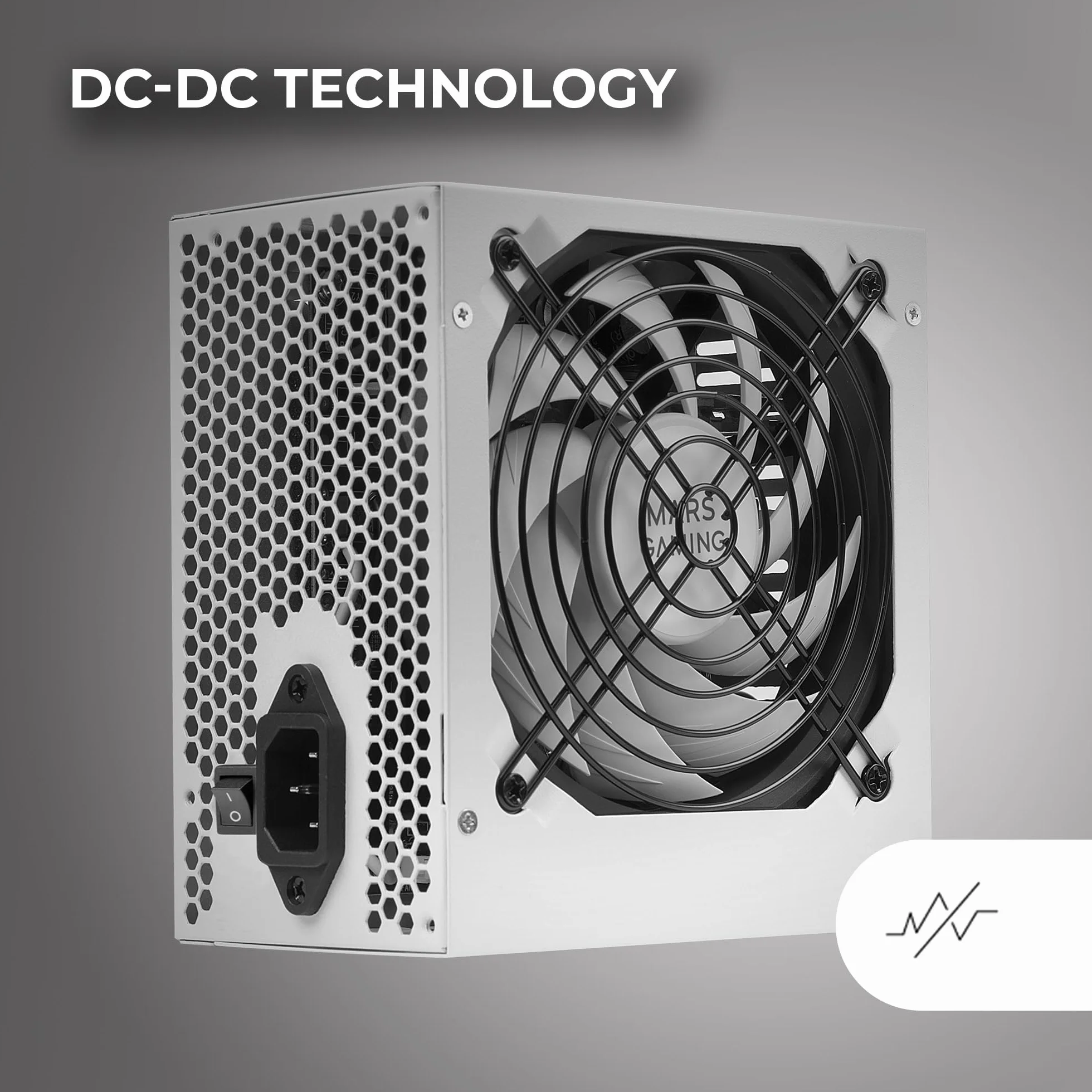 Mars Gaming MPIII550P, Fuente Alimentación ATX 550W, 5 Años de Garantía, 85% Eficiencia, Sistema Digital APFC, Ventilador FDB 120mm AI-RPM, Tecnologías DC-DC y SMD, Cables Planos Extralargos, Blanco