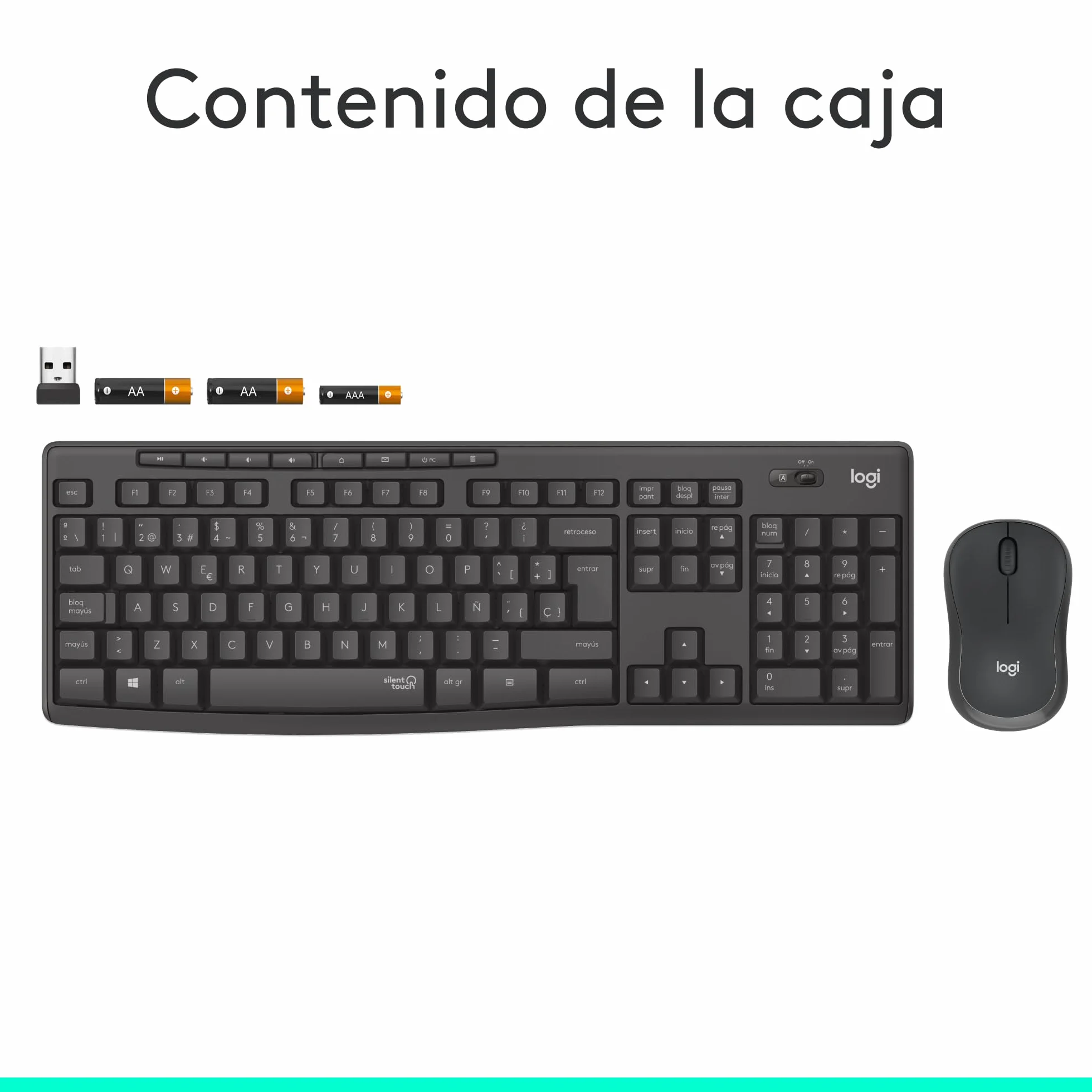 Logitech MK295 Silent Combinación de Teclado y Ratón Inalámbricos con SilentTouch, Seguimiento Óptico, Tecnología Inalámbrica sin Demoras, 90% Menos de Ruido, QWERTY Español, Negro