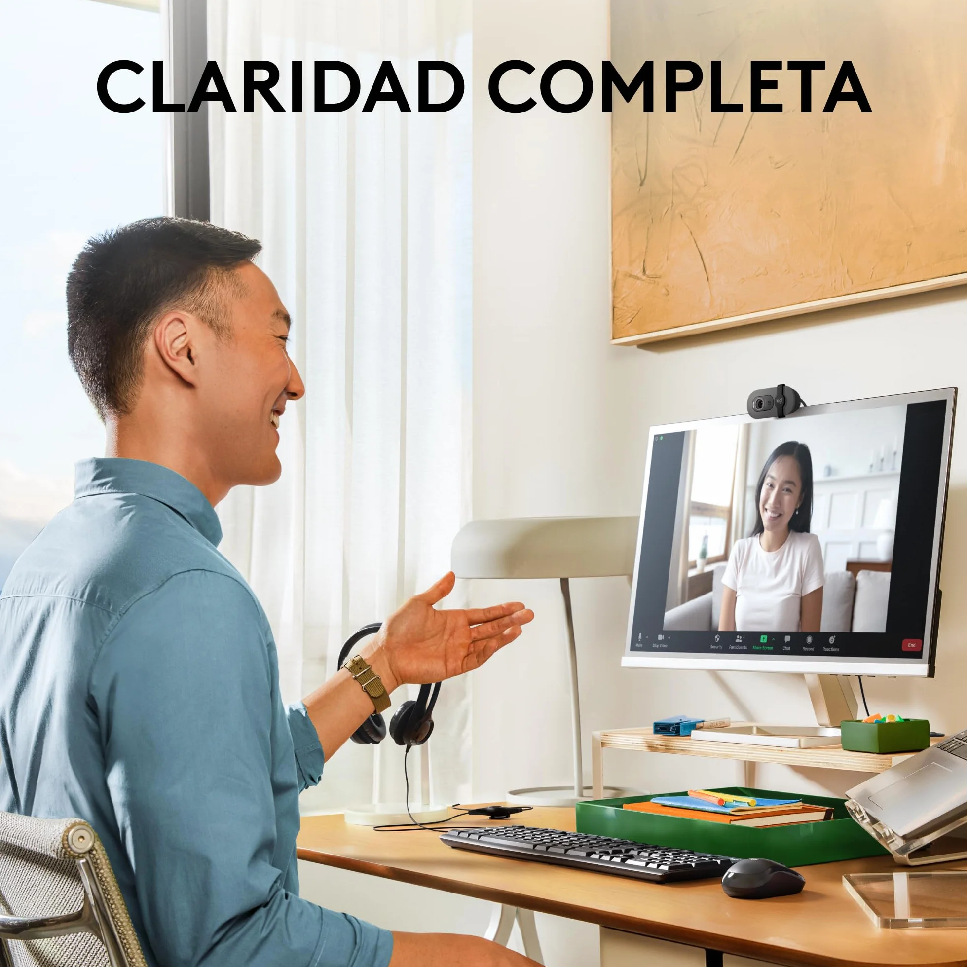 Logitech Brio 100, cámara web Full HD para reuniones y streaming, equilibrio de iluminación automático, micrófono integrado, tapa de privacidad, USB-A, Microsoft Teams, Google Meet, Zoom y más,Grafito