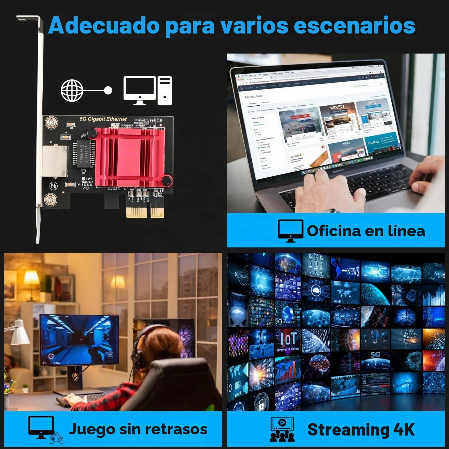 Adaptador de red PCIe 5G RTL8126 5000/2500/1000/100Mbps PCI Express 3.1 Gigabit Ethernet tarjeta RJ45 controlador LAN compatible con PXE para Windows/Linux con perfil bajo