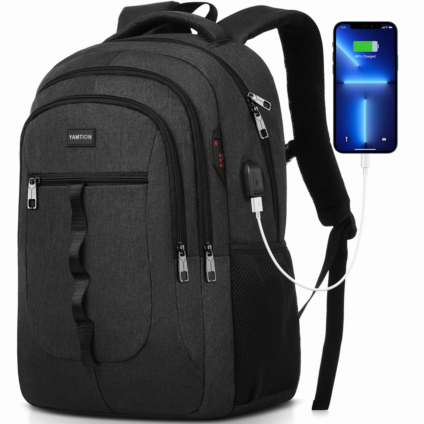 YAMTION Mochila Escolar,18.4 Pulgadas Mochila Hombre y Juvenil Mochila Portatil para Adolescente Estudiante Universidad Instituto Oficina Trabajo