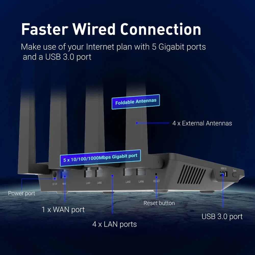 GL.iNet GL-AX1800(Flint) WiFi 6 Router - Dual Band Gigabit Wireless Internet Router | 5 Puertos Ethernet 1G | Up to 120 Dispositivos | Amazing OpenVpn&Wireguard Speed | WPA3 Security | MU-MIMO |