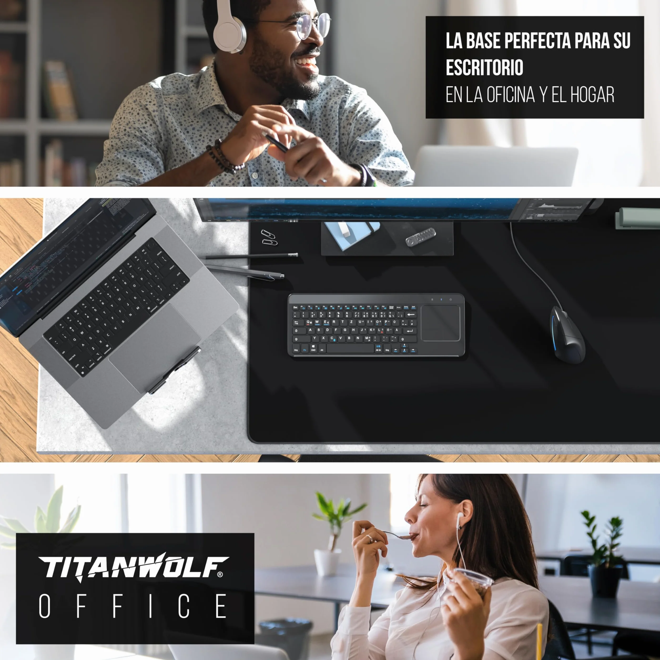 TITANWOLF - Alfombrilla de Ratón de Gran Tamaño 1200x600mm, Mouse Pad Gaming XXXL, Precisión y Velocidad en Juegos, Antideslizante, Superficie de Tejido, para Ratón y Teclado