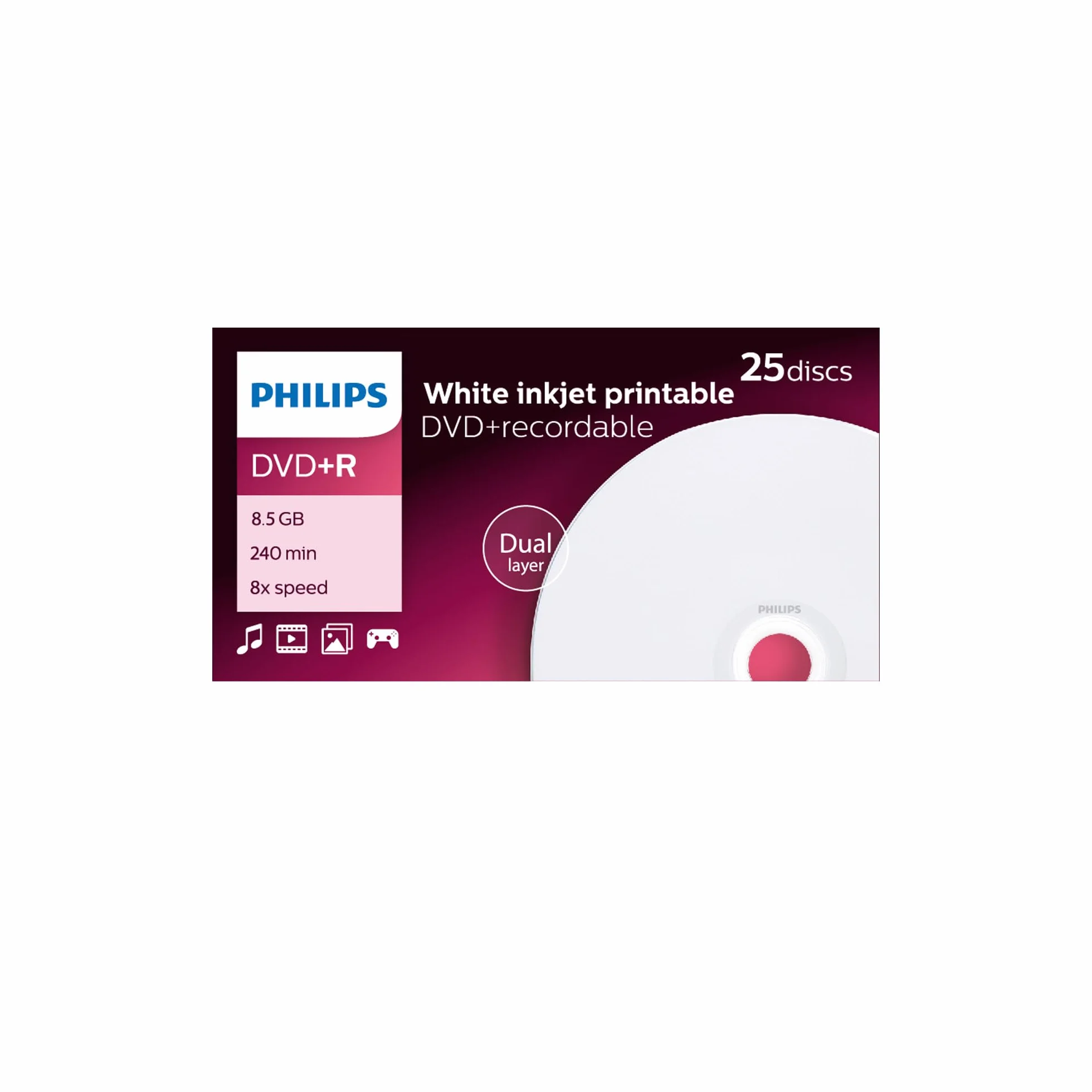 Philips DVD + R De 8,5 GB / 120 Min/DL 8X Tarrina (25 Disc)