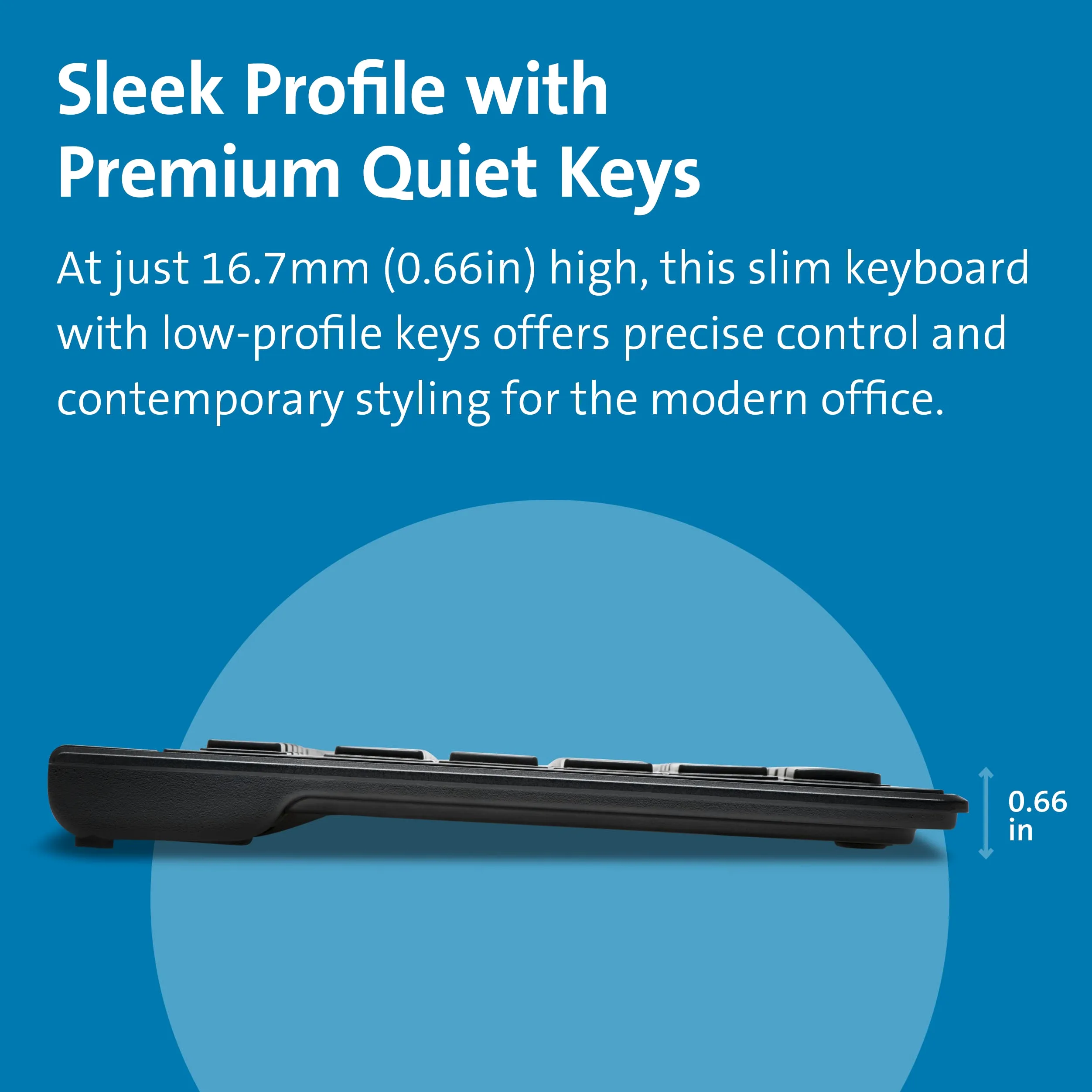 Kensington K72357ES - Teclado Fino y Silencioso con Cable de Tamaño Normal Advance Fit, con Teclas Multimedia para Control del Volumen y Funcionamiento Plug & Play, Fino, Negro