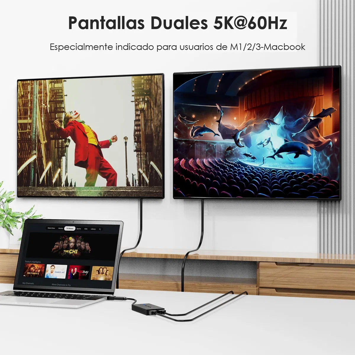 WAVLINK Adaptador USB 3.1/USB C a HDMI Dual, DisplayLink Dual 4K@60Hz Hub