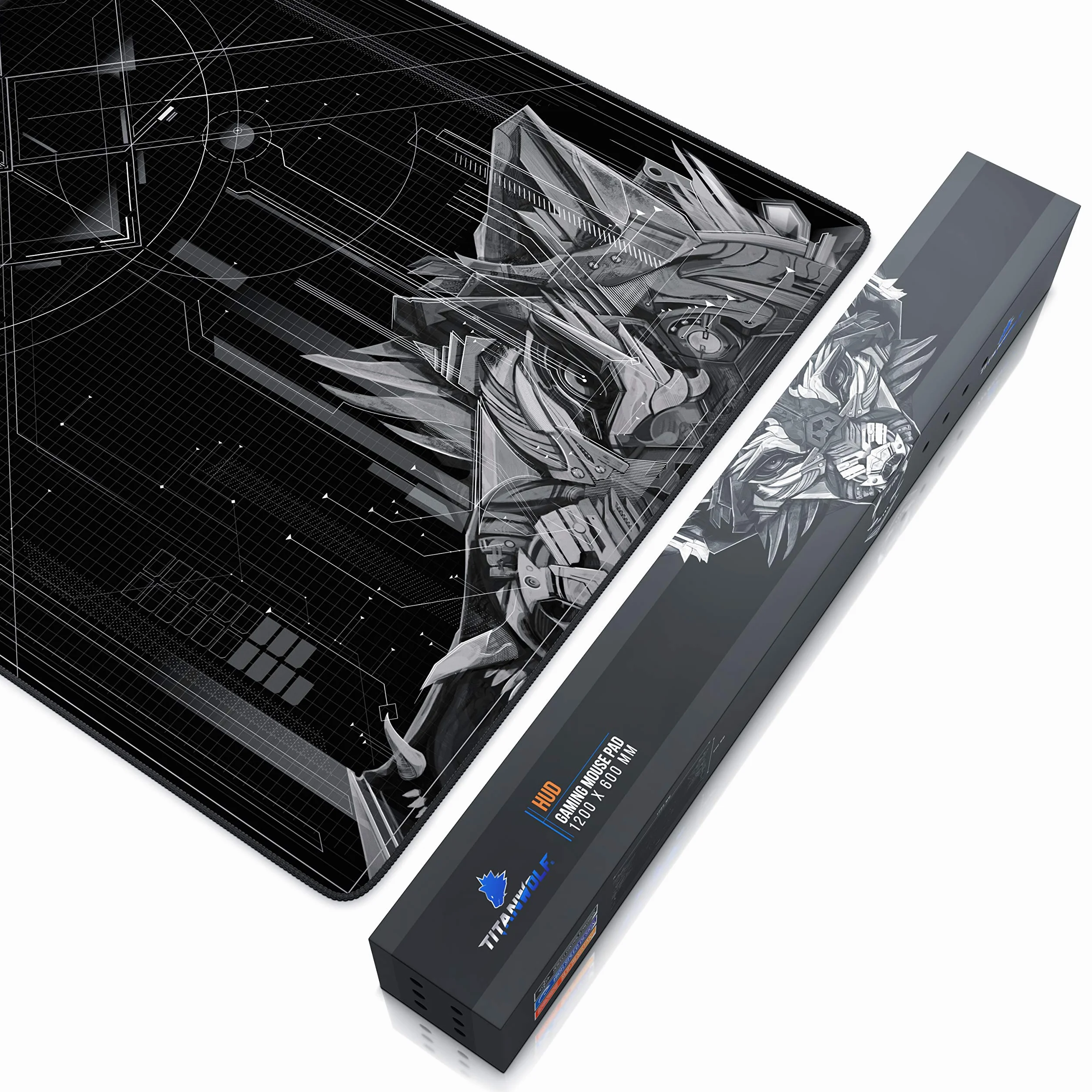 TITANWOLF - Alfombrilla de Ratón de Gran Tamaño 1200x600mm - Mouse Pad Gaming XXXL – para Precisión y Velocidad en Juegos - Antideslizante - Superficie de Tejido - para Ratón y Teclado