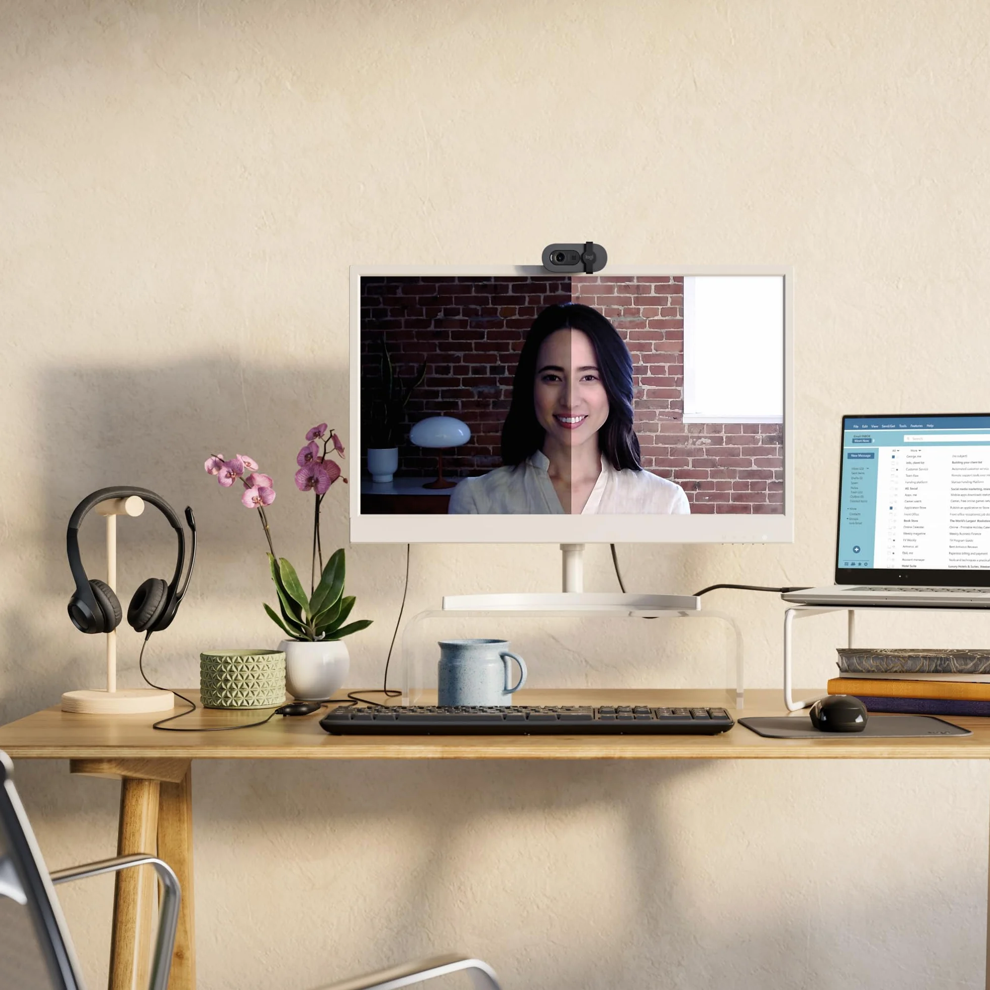 Logitech Brio 100, cámara web Full HD para reuniones y streaming, equilibrio de iluminación automático, micrófono integrado, tapa de privacidad, USB-A, Microsoft Teams, Google Meet, Zoom y más,Grafito