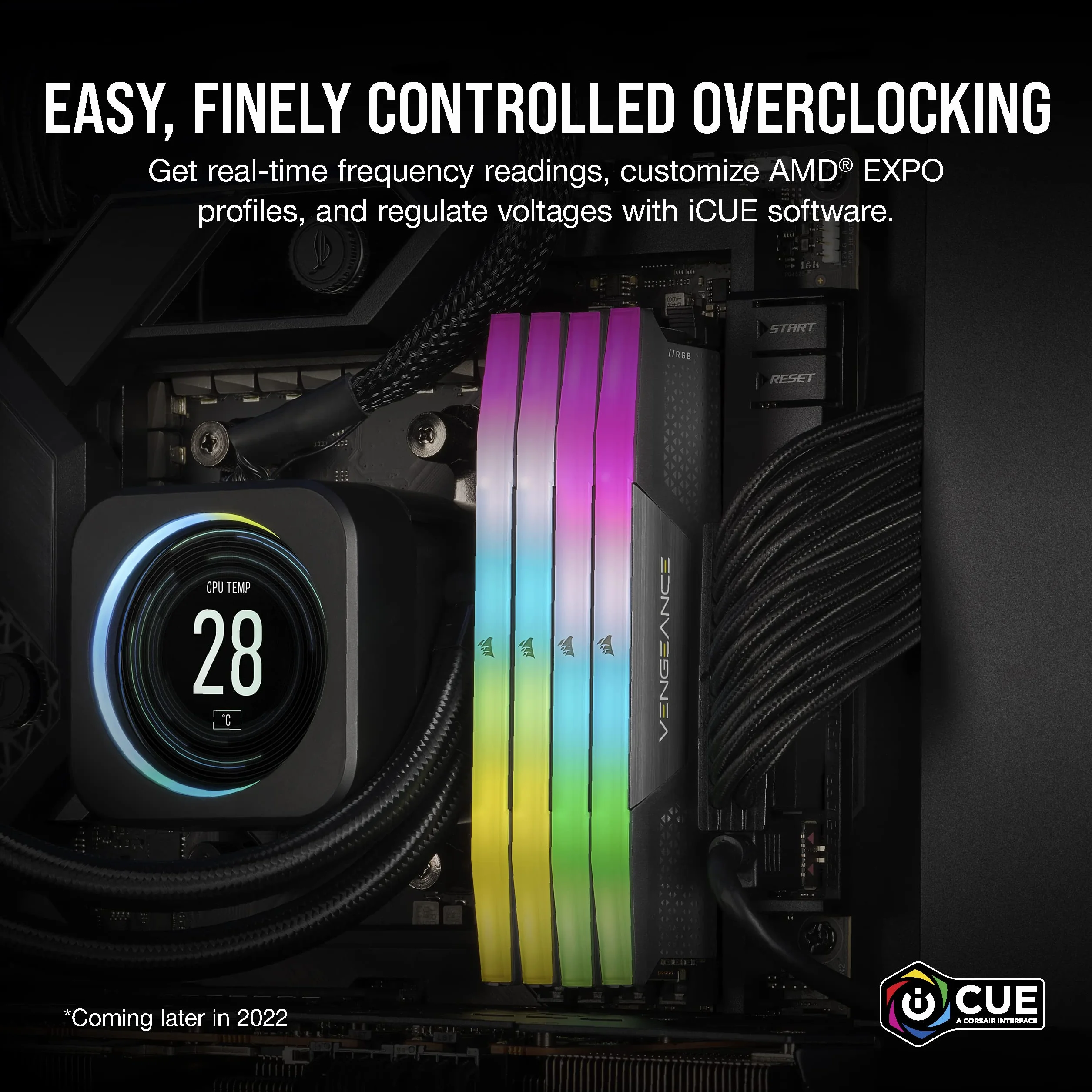 CORSAIR Vengeance RGB DDR5 RAM 64GB (2x32GB) hasta 6000MHz CL40 AMD Expo Intel XMP 3.0 Memoria de Ordenador de Sobremesa – Gris (CMH64GX5M2B6000Z40)