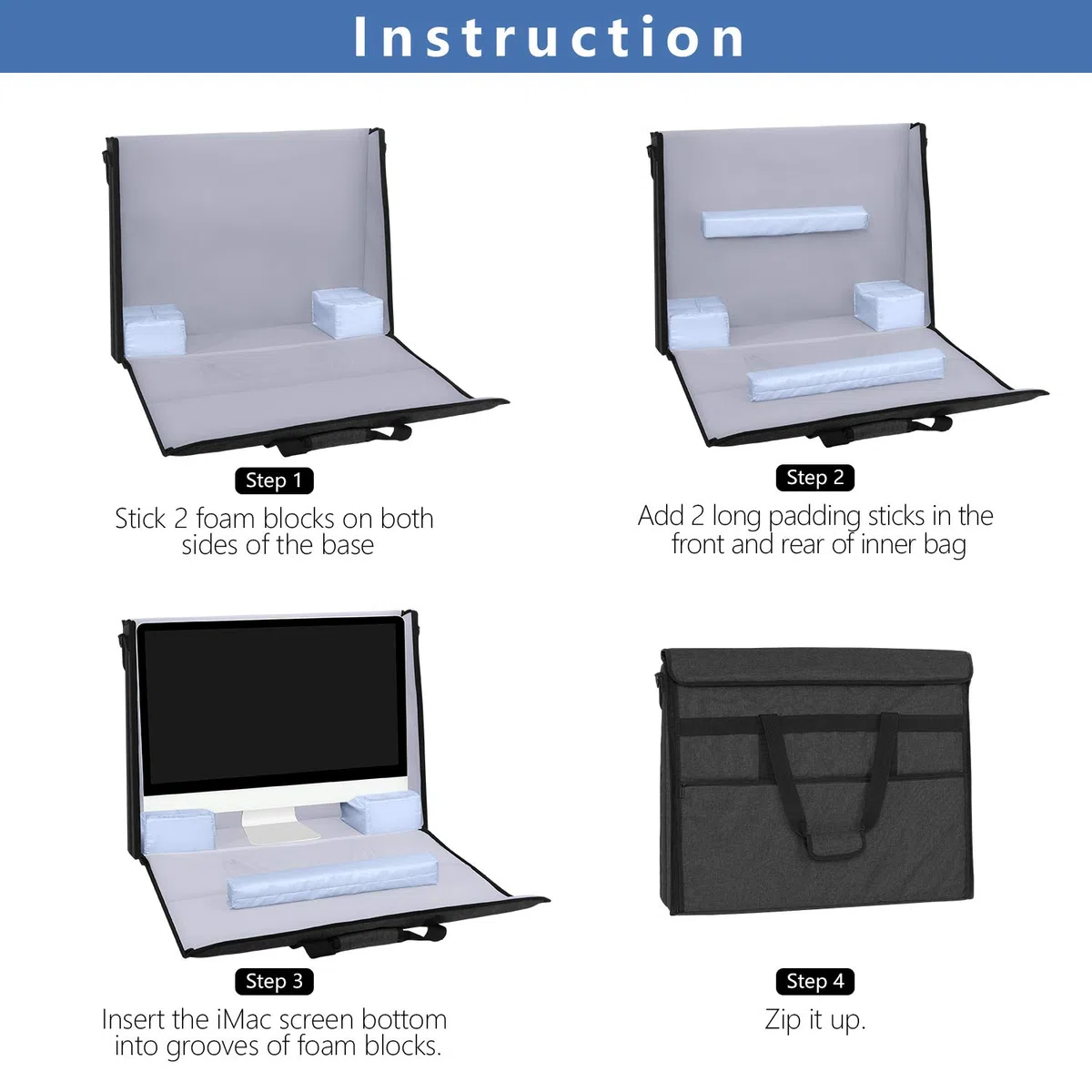 Damero Bolsa para Apple iMac 21.5 Pulgadas, Organizador y Almacenamiento para iMac y Otros Accesorios (Negro)