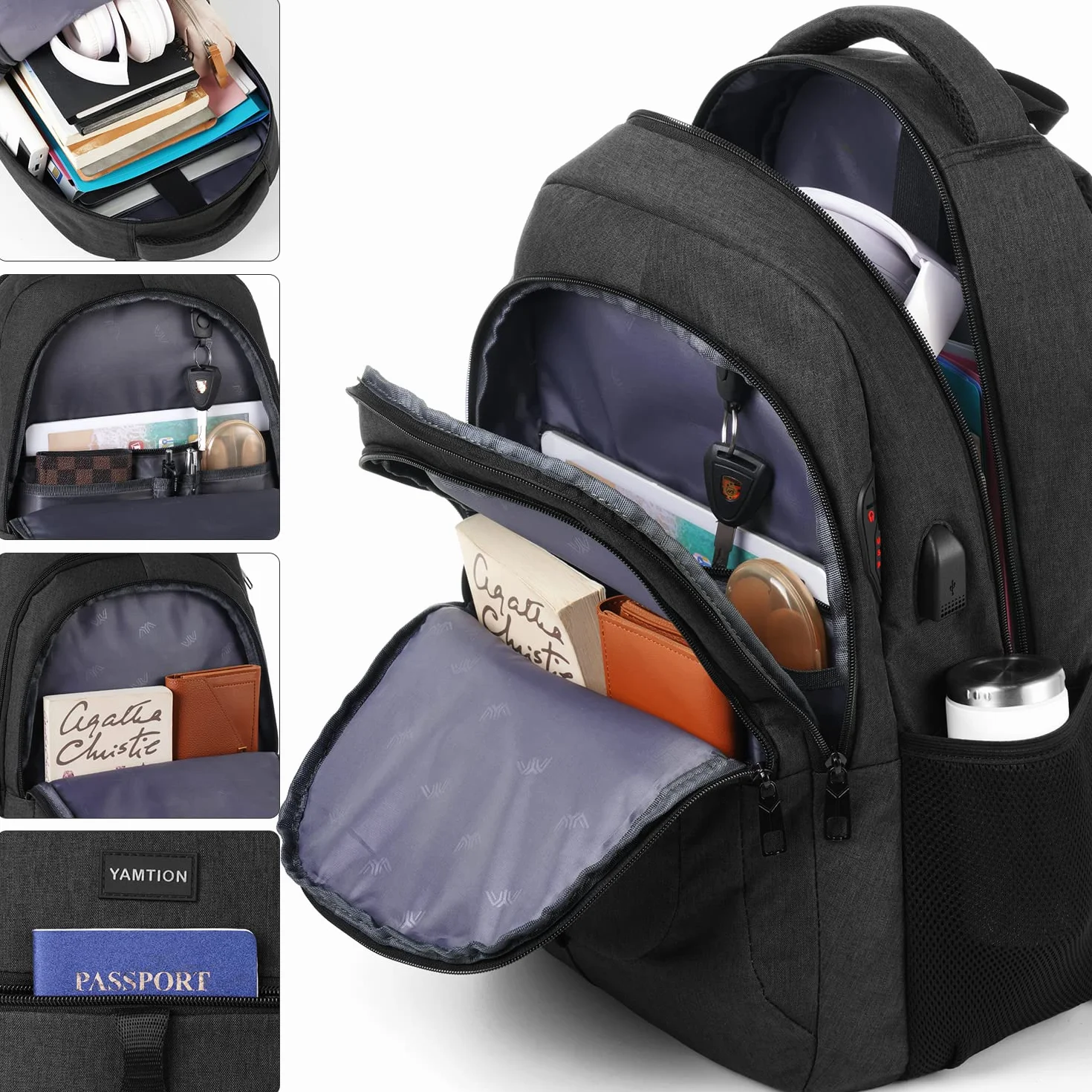 YAMTION Mochila Escolar,18.4 Pulgadas Mochila Hombre y Juvenil Mochila Portatil para Adolescente Estudiante Universidad Instituto Oficina Trabajo
