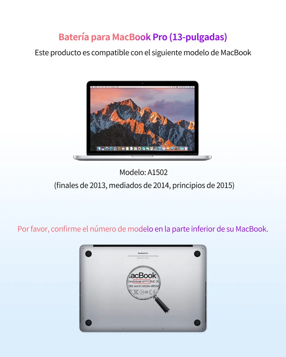 ASMARK Bateria MacBook Pro A1502 per 13 Pulgadas (principios de 2015, Mediados de 2014, Finales de 2013) Retina Batería A1493/1582 Battery