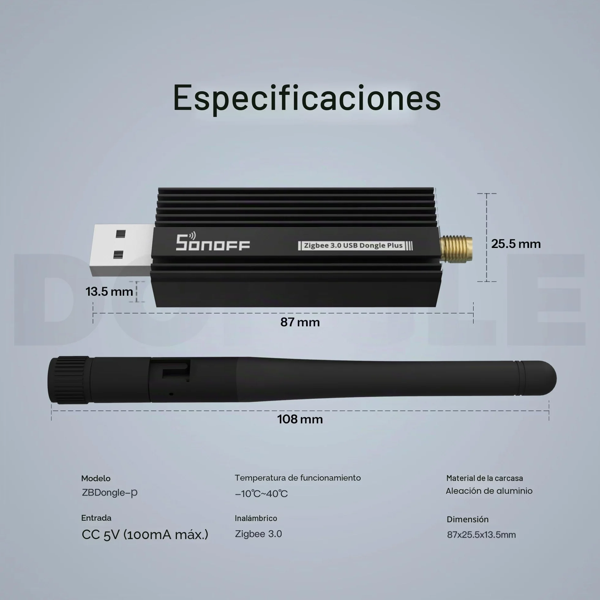 SONOFF Universal Zigbee 3.0 USB Dongle Plus Gateway con Antena para Home Assistant, IoBroker etc