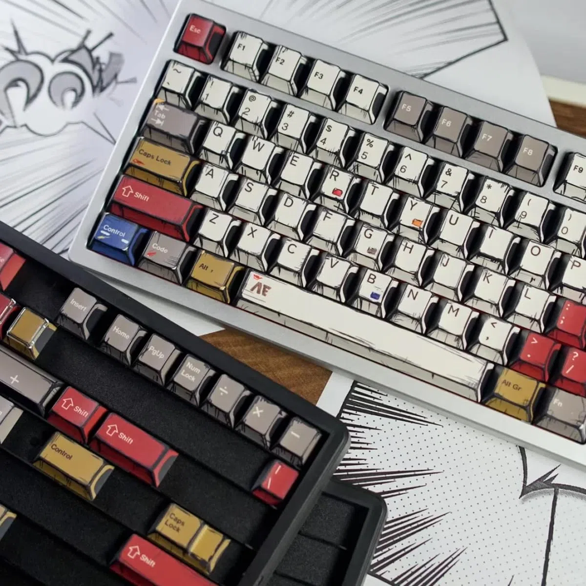 mintcaps PBT Keycaps - Juego de teclas retro japonesas de manga, 141 teclas Cherry Profile Dye-Sub Custom Keycap para teclado mecánico Cherry MX 60%, 65%, 75%, 100% Cherry MX