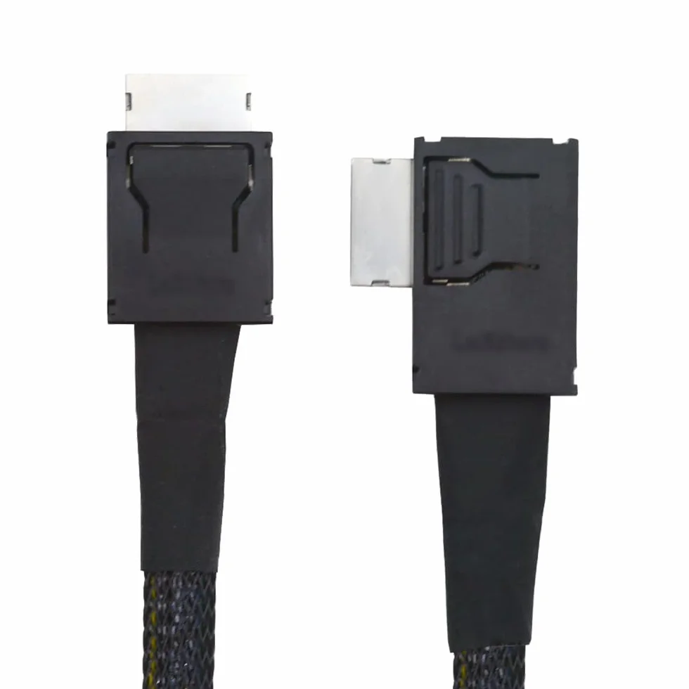 xiwai Conector en ángulo izquierdo de 90 grados de doble escudo OcuLink PCIe 4.0 PCI-Express SFF-8611 4i macho a SFF-8611 macho cable activo de datos para eGPU SSD externa, 50 cm