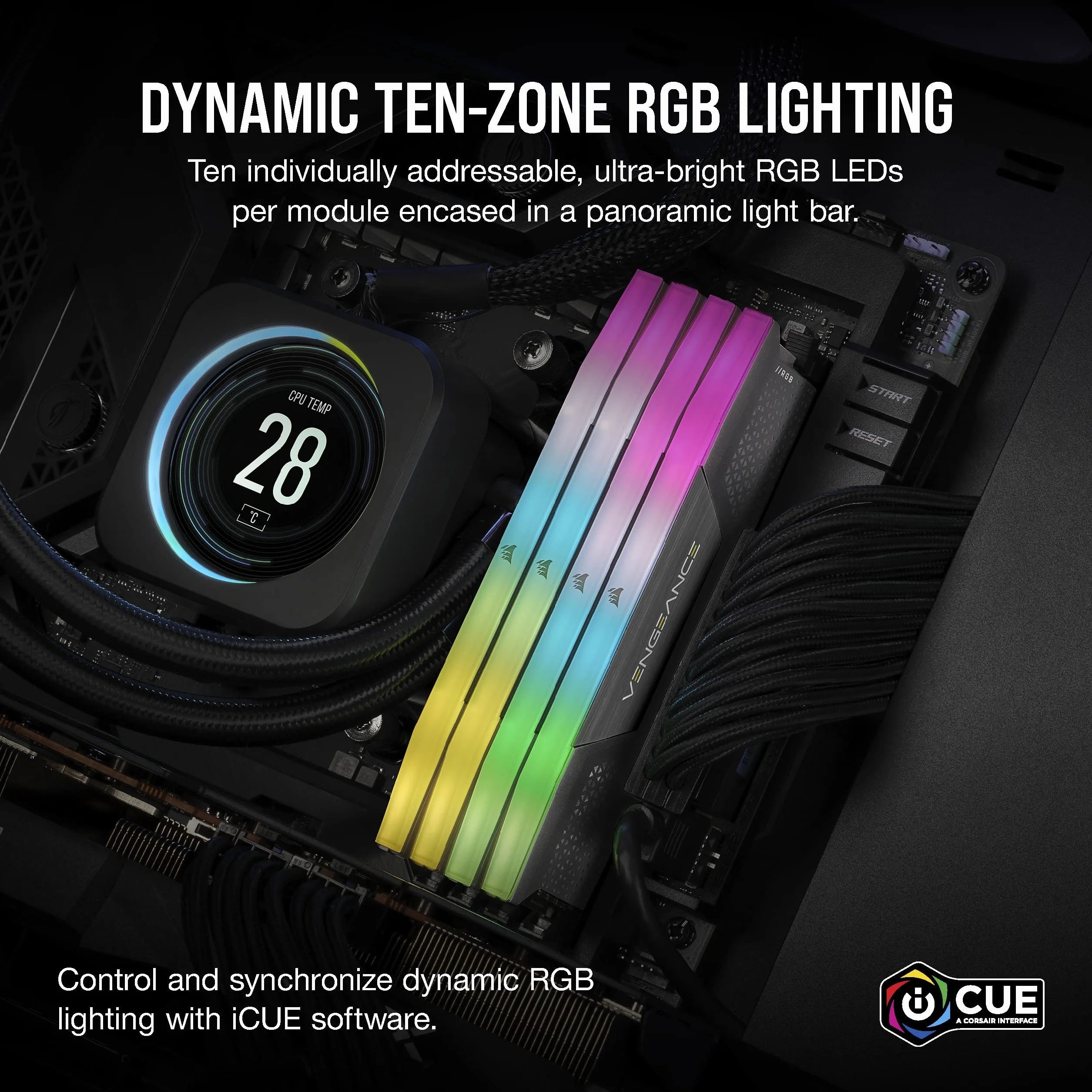 CORSAIR Vengeance RGB DDR5 RAM 64GB (2x32GB) hasta 6000MHz CL40 AMD Expo Intel XMP 3.0 Memoria de Ordenador de Sobremesa – Gris (CMH64GX5M2B6000Z40)