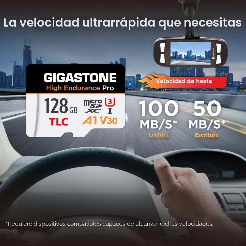 [Recuperación de Datos Gratuita de 5 años] Tarjeta Micro SD GIGASTONE de 128GB, Velocidad de la Serie Pro de Alta Resistencia de hasta 100 MB/s, Compatible con cámara de salpicadero REDTIGER Rove