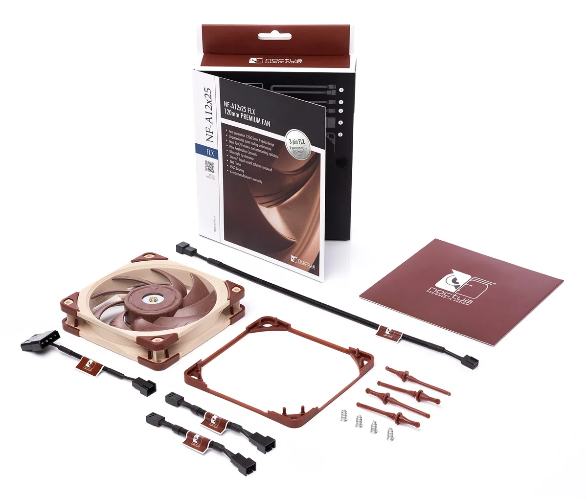 Noctua NF-A12x25 FLX, Ventilador Silencioso, 3 Pines (120 mm, Marrón)