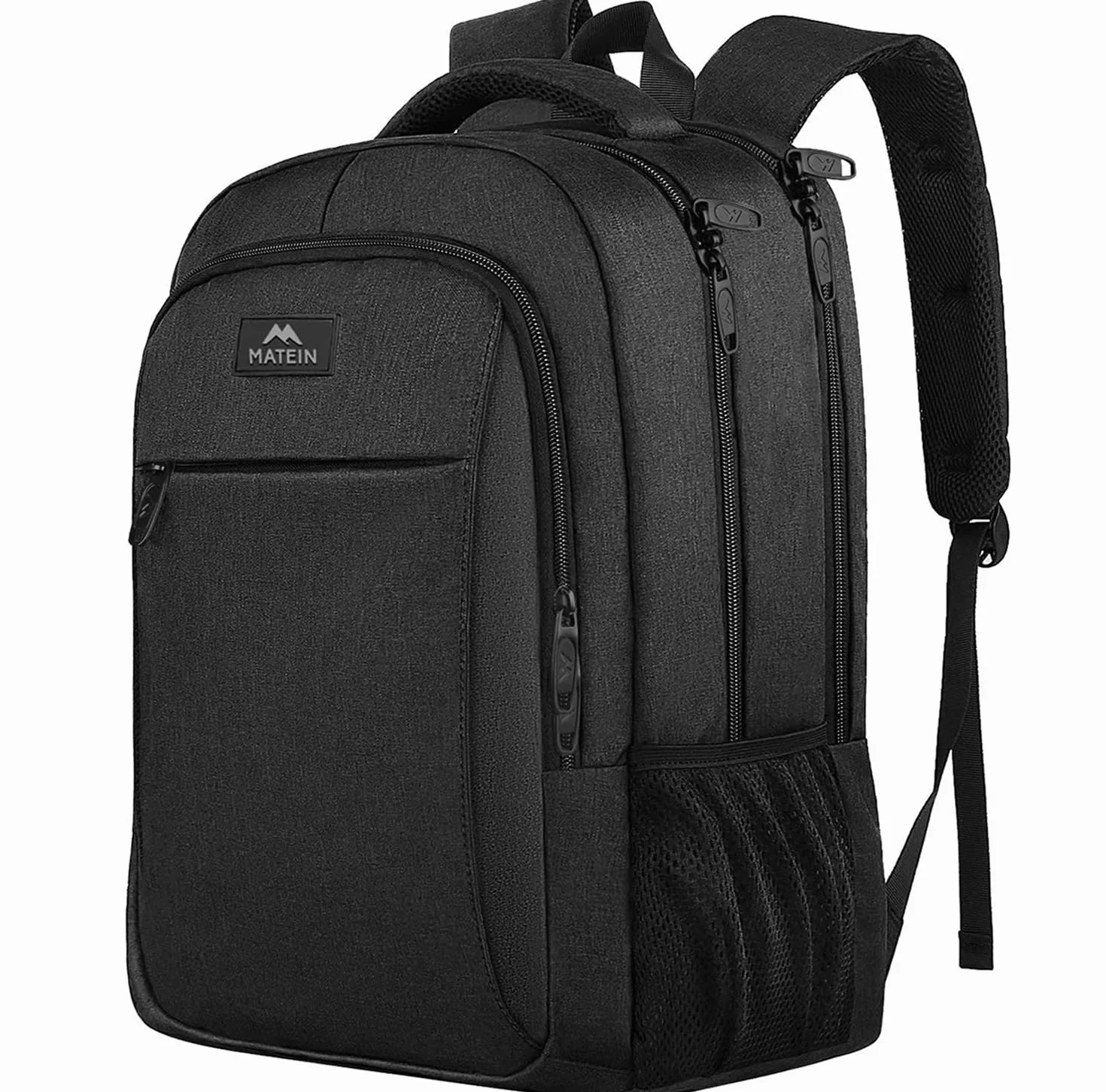 MATEIN Mochila Portatil Hombre Impermeable, Mochila Ordenador Portatil 15.6 Pulgadas con Gran Capacidad, Mochilas Portátil Antirrobo Laptop Backpack del Negocio Trabajo Diario Viaje Escolares - Negro