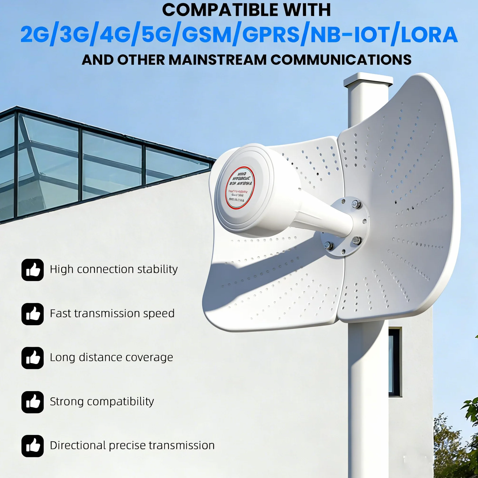 Antena 5G LTE 4G Exterior Antena Doble polarización WiFi Antenne 600-6000MHz, Ganancia hasta 12 dBi Compatible con Router Ante-na MIMO SMA / 2 x TS9 Antenne, Cable de Baja Perdida 10 Metros