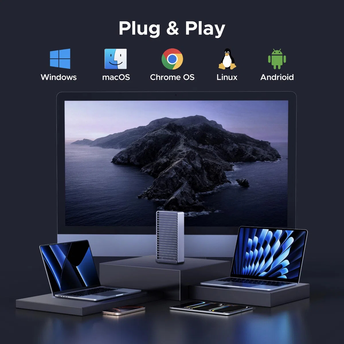 UGREEN Carcasa M2 NVMe SSD de 40Gbps, Recintos USB 4 Compatible con Thunderbolt 4/ 3, Adaptador de Disco Duro Externo de Aluminio para Mac OS/Windows/Linux