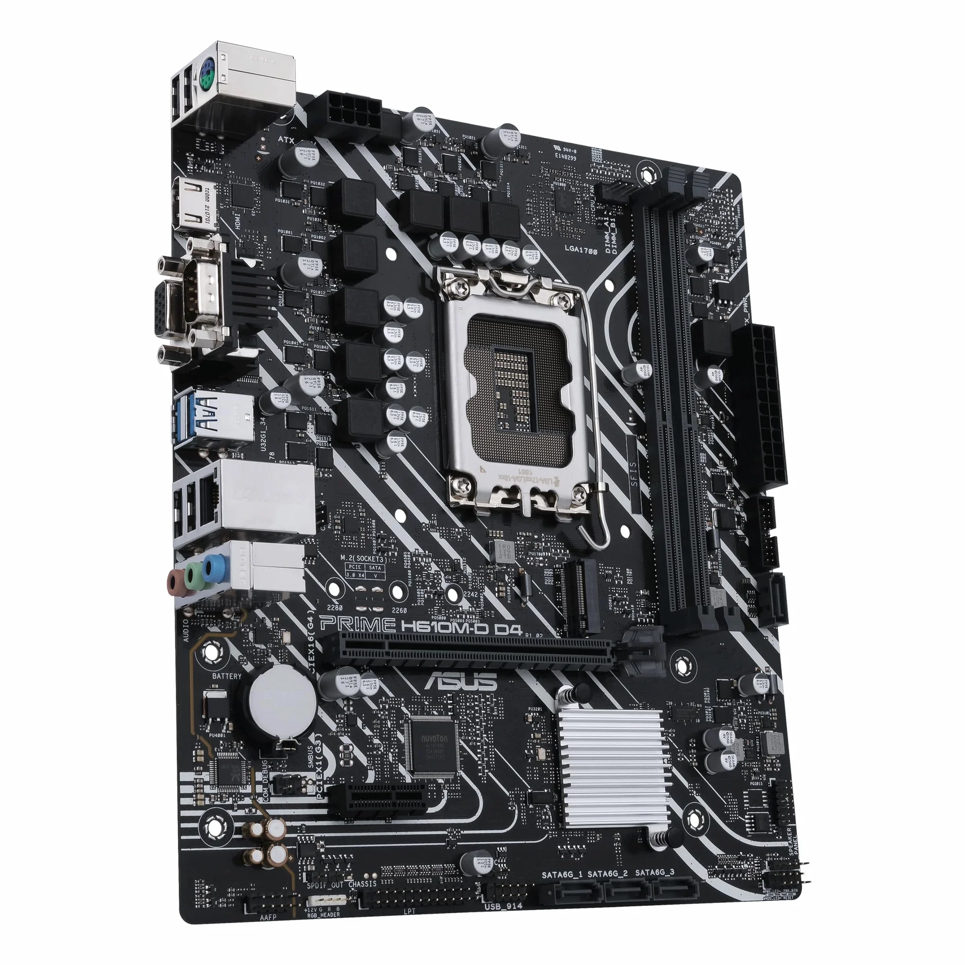 ASUS Prime H610M-D D4 - Placa Base mATX Intel H610 LGA 1700 (RAM DDR4, PCIe 4.0, M.2, Ethernet de 1 GB Realtek, HDMI, D-Sub, USB 3.2 Gen. 1, SATA 6 Gbps, Puerto COM, Conectores LPT y RGB)