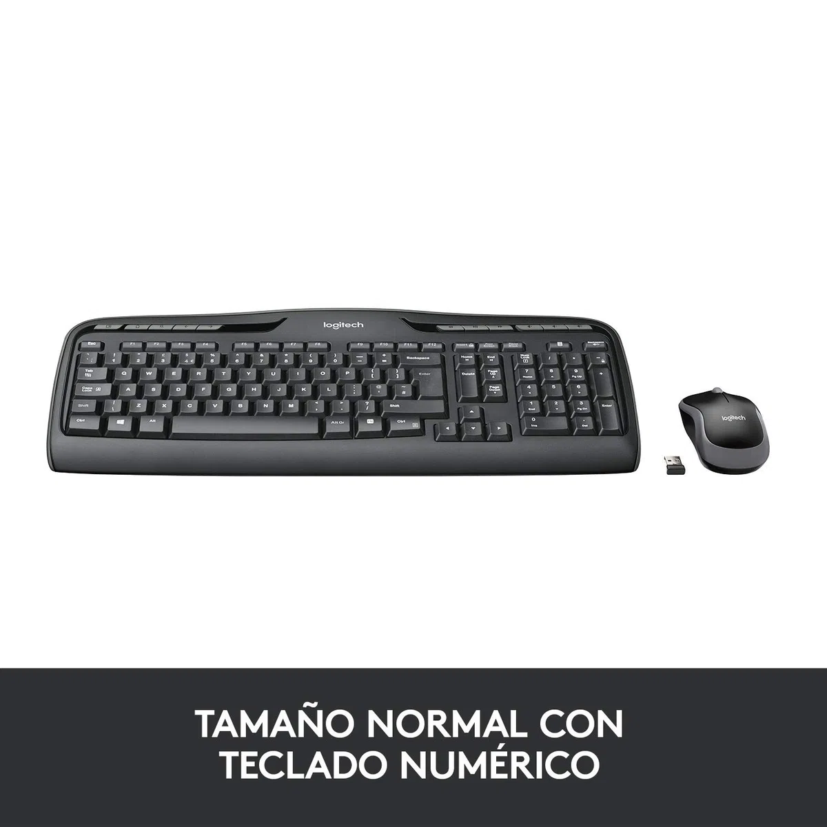 Logitech MK330 Combo Teclado y Ratón Inalámbrico para Windows, 2.4 GHz con Receptor USB, Ratón Inalámbrico Portátil, Teclas Multimedia, PC/Portátil, Disposición QWERTY Español, Negro